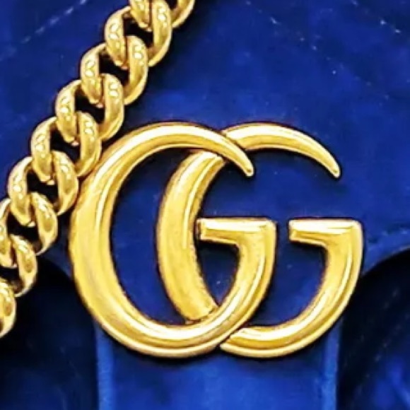 GUCCI GG Marmont velvet small bag Royal Blue Velour - Picture 4 of 9